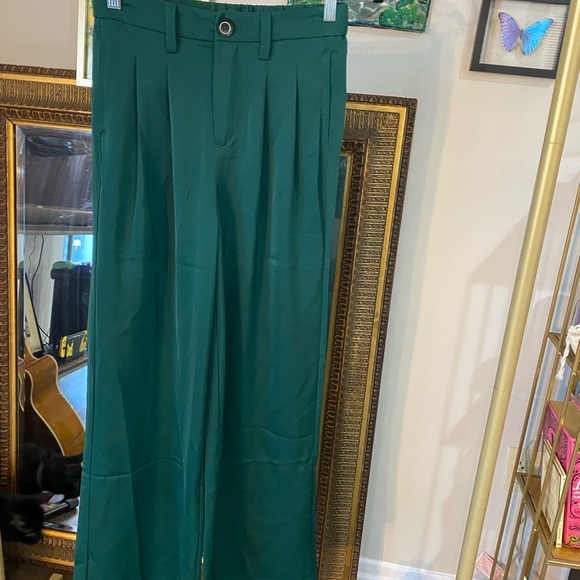 GB Green Wide-Leg Trousers - Picture 2 of 6